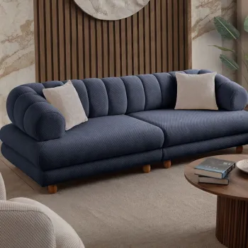 Canapea 3 locuri, Atelier del Sofa, 752EST1161, PAL ACOPERIT CU CARPEN/MELAMINAT, Albastru navy imagine