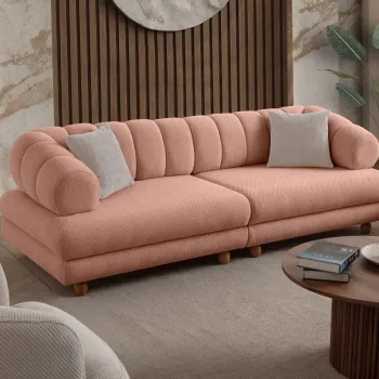 Canapea 3 locuri, Atelier del Sofa, 752EST1162, PAL ACOPERIT CU CARPEN/MELAMINAT, Roz pudra imagine