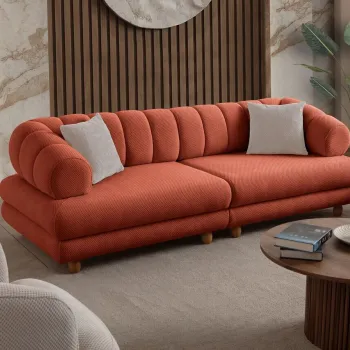 Canapea 3 locuri, Atelier del Sofa, 752EST1163, PAL ACOPERIT CU CARPEN/MELAMINAT, Caramiziu imagine