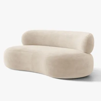 Canapea 3 locuri, Aura, Micadoni Home, 186x101x75 cm, tesatura Chenille, bej deschis imagine