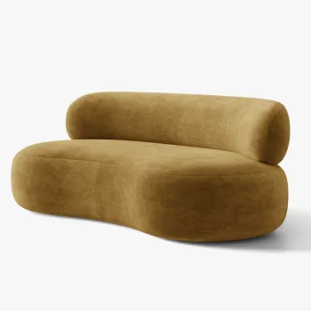 Canapea 3 locuri, Aura, Micadoni Home, 186x101x75 cm, tesatura Chenille, galben mustar imagine