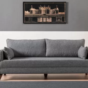 Canapea 3 locuri, Balcab Home, 825BLC1499, Lemn / MDF, Gri imagine