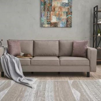 Canapea 3 locuri, Balcab Home, 825BLC2730, Lemn de fag, Crem imagine