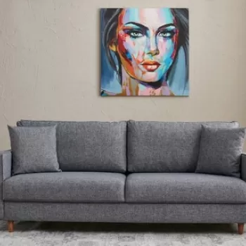 Canapea 3 locuri, Balcab Home, 825BLC2775, Lemn de brad / PAL, Gri imagine