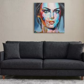 Canapea 3 locuri, Balcab Home, 825BLC2776, Lemn de brad / PAL, Antracit imagine