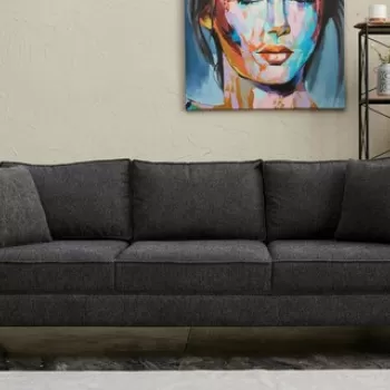 Canapea 3 locuri, Balcab Home, 825BLC2796, Lemn de fag, Antracit / Negru imagine