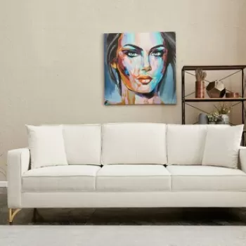 Canapea 3 locuri, Balcab Home, 825BLC2797, Lemn de fag, Crem / Aur imagine