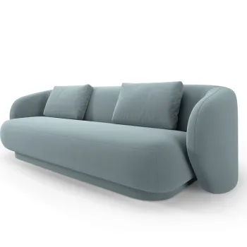 Canapea 3 locuri, Camden, Cosmopolitan Design, 204x102x72 cm, catifea, albastru deschis imagine