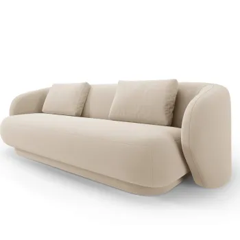 Canapea 3 locuri, Camden, Cosmopolitan Design, 204x102x72 cm, catifea, bej imagine