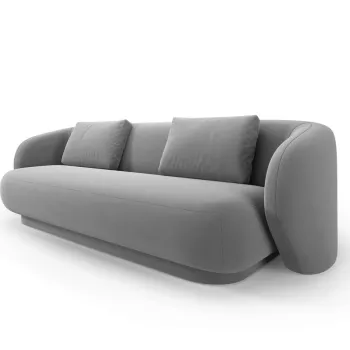 Canapea 3 locuri, Camden, Cosmopolitan Design, 204x102x72 cm, catifea, gri deschis imagine