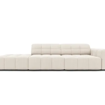 Canapea 3 locuri cotiera dreapta, Jennifer-51, Micadoni Home, 262x102x70 cm, catifea, bej deschis imagine