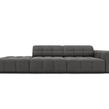 Canapea 3 locuri cotiera dreapta, Jennifer-51, Micadoni Home, 262x102x70 cm, catifea, gri imagine