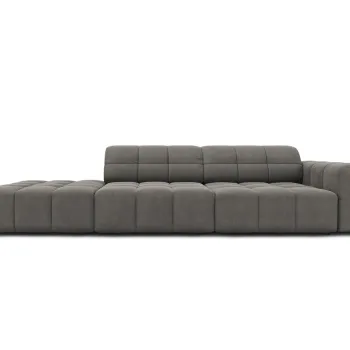 Canapea 3 locuri cotiera dreapta, Jennifer-51, Micadoni Home, 262x102x70 cm, catifea, gri deschis imagine