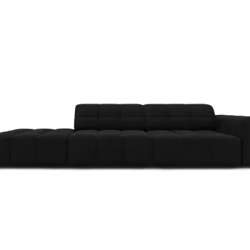 Canapea 3 locuri cotiera dreapta, Jennifer-51, Micadoni Home, 262x102x70 cm, catifea, negru imagine