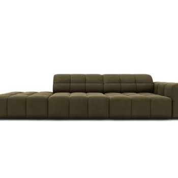 Canapea 3 locuri cotiera dreapta, Jennifer-51, Micadoni Home, 262x102x70 cm, catifea, verde imagine