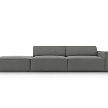 Canapea 3 locuri cotiera dreapta, Jodie, Micadoni Home, BL, 262x102x70 cm, catifea, gri deschis imagine