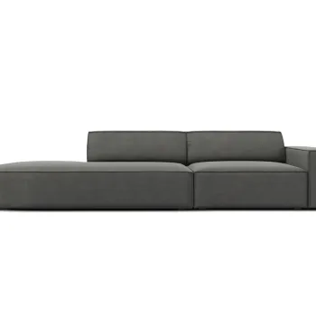 Canapea 3 locuri cotiera dreapta, Jodie, Micadoni Home, BL, forma rotunjita, 262x102x70 cm, catifea, gri deschis imagine