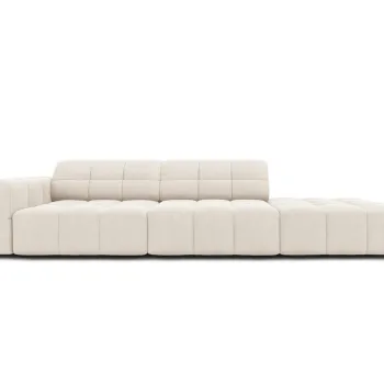 Canapea 3 locuri cotiera stanga, Jennifer-51, Micadoni Home, 262x102x70 cm, catifea, bej deschis imagine