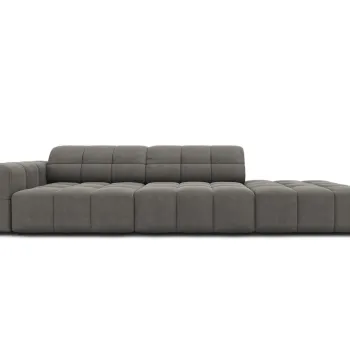 Canapea 3 locuri cotiera stanga, Jennifer-51, Micadoni Home, 262x102x70 cm, catifea, gri deschis imagine