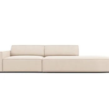 Canapea 3 locuri cotiera stanga, Jodie, Micadoni Home, BL, forma rotunjita, 262x102x70 cm, catifea, bej deschis imagine