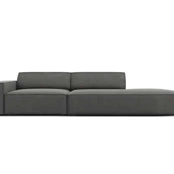 Canapea 3 locuri cotiera stanga, Jodie, Micadoni Home, BL, forma rotunjita, 262x102x70 cm, catifea, gri deschis imagine