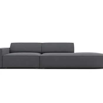 Canapea 3 locuri cotiera stanga, Jodie, Micadoni Home, BL, forma rotunjita, 262x102x70 cm, poliester, gri inchis imagine