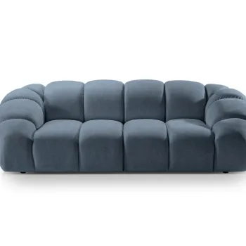 Canapea 3 locuri, Diana-192, Micadoni Home, 254x114x72 cm, catifea structurata, albastru jeans imagine