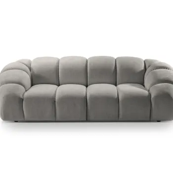 Canapea 3 locuri, Diana-192, Micadoni Home, 254x114x72 cm, catifea structurata, gri deschis imagine