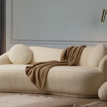 Canapea 3 locuri, Hilena, 569HLN1135, Lemn de fag / PAL, Crem imagine