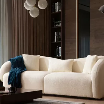 Canapea 3 locuri, Hilena, 569HLN1136, Lemn de fag / PAL, Crem imagine