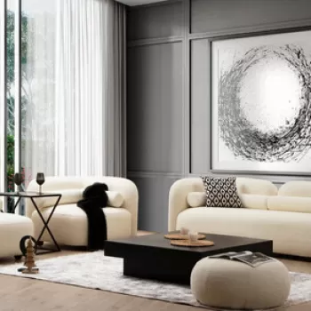 Canapea 3 locuri, Hilena, 859FTN2041, Lemn de fag / PAL, Crem imagine