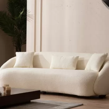 Canapea 3 locuri, Hilena, 859FTN2044, Lemn de fag / PAL, Crem imagine