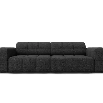 Canapea 3 locuri, Jennifer-140, Micadoni Home, 204x102x70 cm, tesatura chenille din poliester, negru imagine