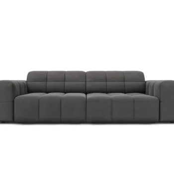 Canapea 3 locuri, Jennifer-51, Micadoni Home, 204x102x70 cm, catifea, gri imagine