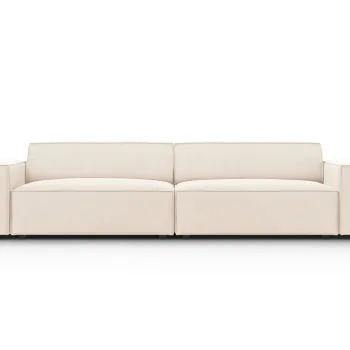 Canapea 3 locuri, Jodie, Micadoni Home, BL, 204x102x70 cm, catifea, bej deschis imagine