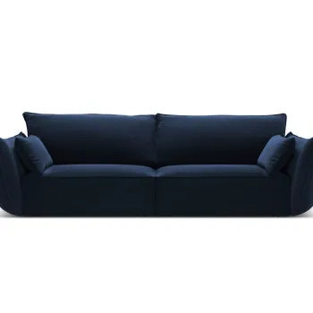 Canapea 3 locuri, Kaelle, Micadoni Home, BL, 208x100x85 cm, catifea, albastru regal imagine