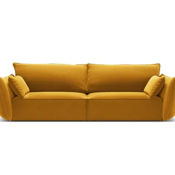 Canapea 3 locuri, Kaelle, Micadoni Home, BL, 208x100x85 cm, catifea, galben imagine