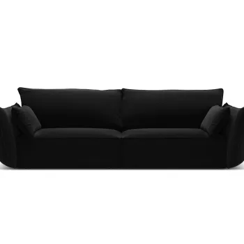 Canapea 3 locuri, Kaelle, Micadoni Home, BL, 208x100x85 cm, catifea, negru imagine