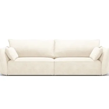 Canapea 3 locuri, Kaelle, Micadoni Home, BL, 208x100x85 cm, poliester chenille, bej deschis imagine