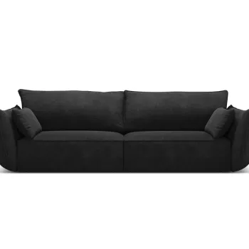 Canapea 3 locuri, Kaelle, Micadoni Home, BL, 208x100x85 cm, poliester chenille, negru imagine