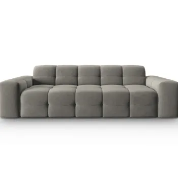 Canapea 3 locuri, Kendal, Micadoni Home, BL, 222x103x79 cm, catifea, gri inchis imagine