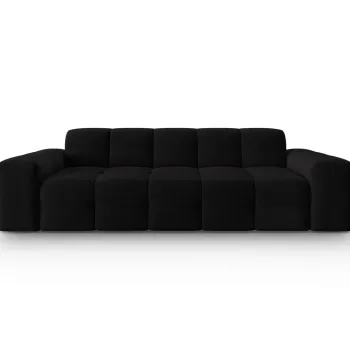 Canapea 3 locuri, Kendal, Micadoni Home, BL, 222x103x79 cm, catifea, negru imagine