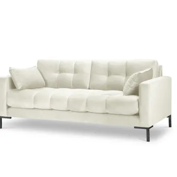 Canapea 3 locuri, Mamaia, Micadoni Home, BL, 177x92x75 cm, catifea, bej deschis imagine