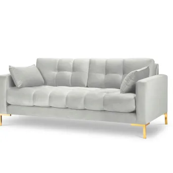 Canapea 3 locuri, Mamaia, Micadoni Home, GL, 177x92x75 cm, catifea, argintiu imagine