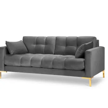 Canapea 3 locuri, Mamaia, Micadoni Home, GL, 177x92x75 cm, catifea, gri deschis imagine
