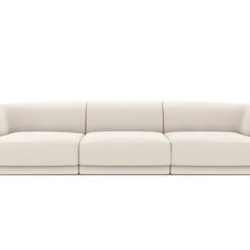 Canapea 3 locuri, Miley, Micadoni Home, BL, 259x85x74 cm, catifea, bej deschis imagine