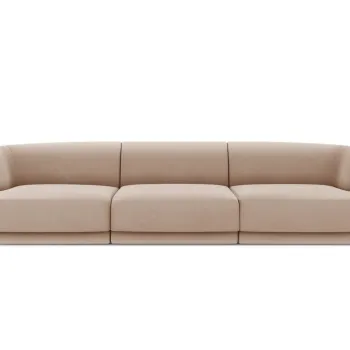 Canapea 3 locuri, Miley, Micadoni Home, BL, 259x85x74 cm, catifea, cappuccino imagine