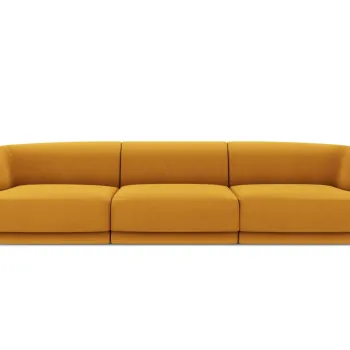 Canapea 3 locuri, Miley, Micadoni Home, BL, 259x85x74 cm, catifea, galben imagine