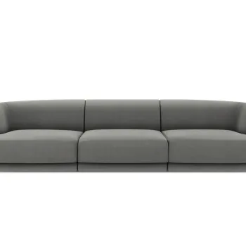 Canapea 3 locuri, Miley, Micadoni Home, BL, 259x85x74 cm, catifea, gri deschis imagine