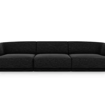 Canapea 3 locuri, Miley, Micadoni Home, BL, 259x85x74 cm, poliester chenille, negru imagine